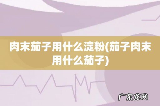 茄子肉末用什么茄子 肉末茄子用什么淀粉