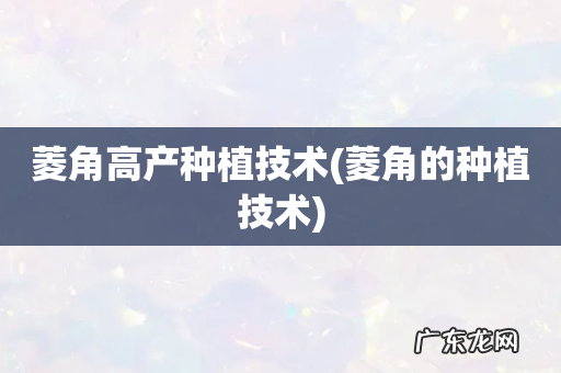 菱角的种植技术 菱角高产种植技术