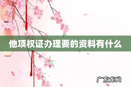 他项权证办理要的资料有什么