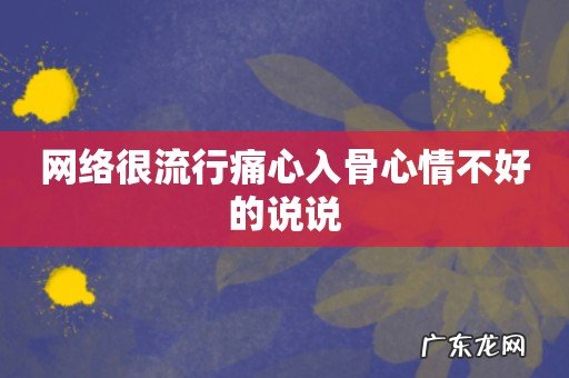 网络很流行痛心入骨心情不好的说说
