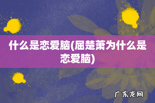 屈楚萧为什么是恋爱脑 什么是恋爱脑