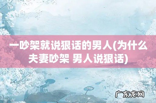 为什么夫妻吵架 男人说狠话 一吵架就说狠话的男人