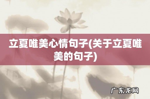 关于立夏唯美的句子 立夏唯美心情句子