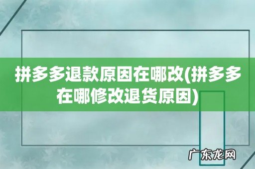 拼多多在哪修改退货原因 拼多多退款原因在哪改