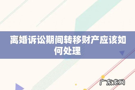 离婚诉讼期间转移财产应该如何处理