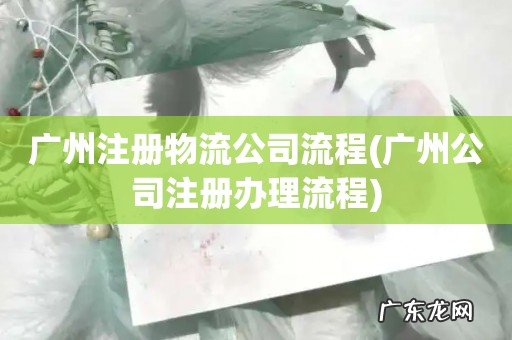 广州公司注册办理流程 广州注册物流公司流程