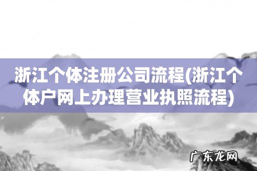 浙江个体户网上办理营业执照流程 浙江个体注册公司流程