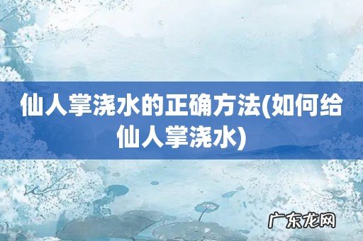 如何给仙人掌浇水 仙人掌浇水的正确方法