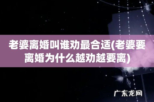 老婆要离婚为什么越劝越要离 老婆离婚叫谁劝最合适