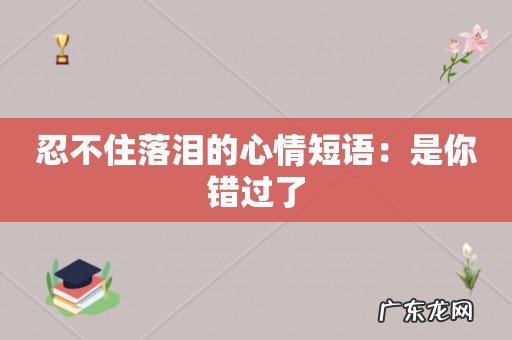 忍不住落泪的心情短语:是你错过了