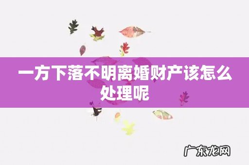 一方下落不明离婚财产该怎么处理呢