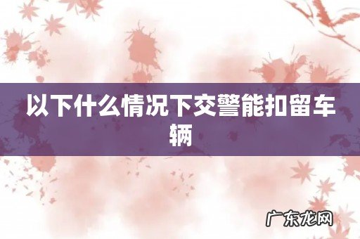 以下什么情况下交警能扣留车辆