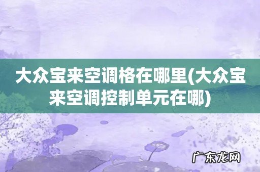 大众宝来空调控制单元在哪 大众宝来空调格在哪里