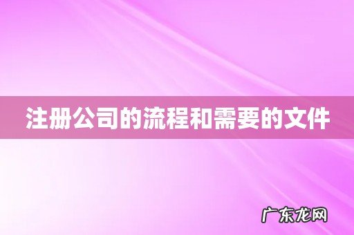 注册公司的流程和需要的文件