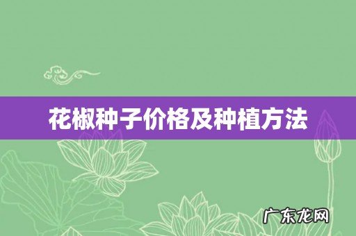 花椒种子价格及种植方法
