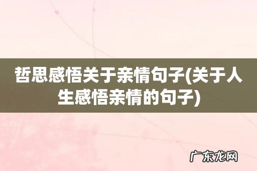 关于人生感悟亲情的句子 哲思感悟关于亲情句子