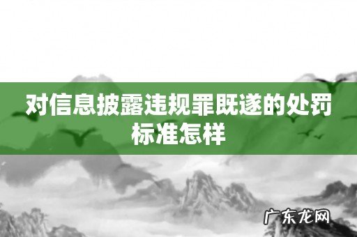 对信息披露违规罪既遂的处罚标准怎样