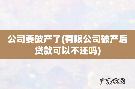 有限公司破产后贷款可以不还吗 公司要破产了