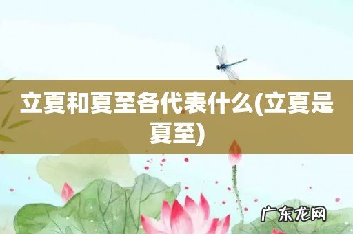 立夏是夏至 立夏和夏至各代表什么