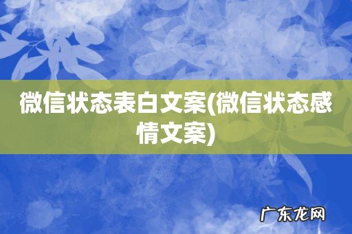 微信状态感情文案 微信状态表白文案