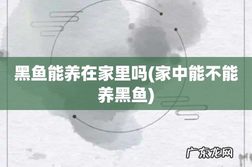 家中能不能养黑鱼 黑鱼能养在家里吗