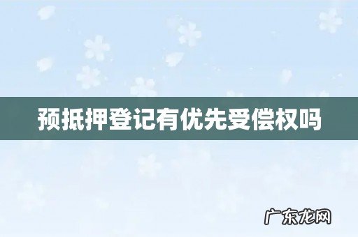 预抵押登记有优先受偿权吗