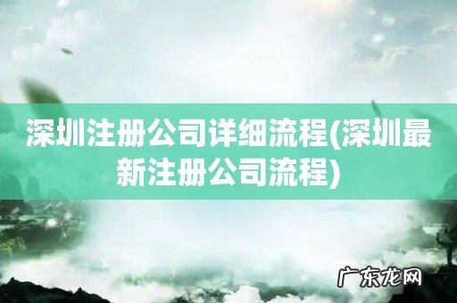 深圳最新注册公司流程 深圳注册公司详细流程