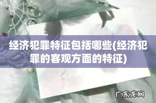 经济犯罪的客观方面的特征 经济犯罪特征包括哪些