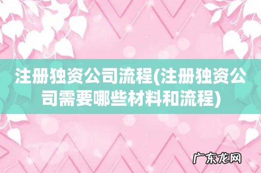 注册独资公司需要哪些材料和流程 注册独资公司流程