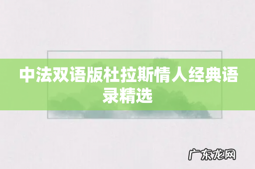 中法双语版杜拉斯情人经典语录精选