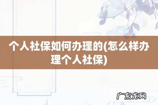怎么样办理个人社保 个人社保如何办理的