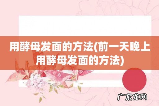 前一天晚上用酵母发面的方法 用酵母发面的方法