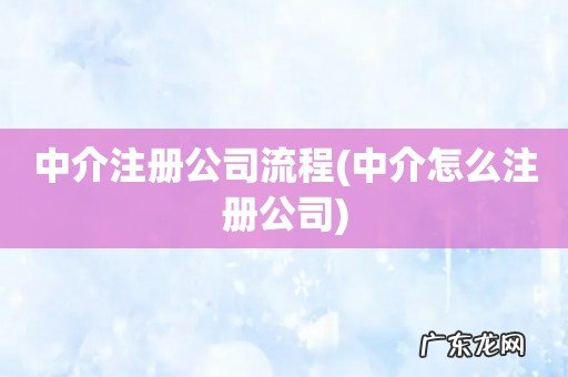 中介怎么注册公司 中介注册公司流程