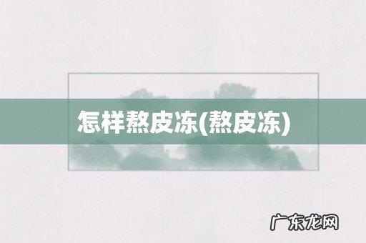 熬皮冻 怎样熬皮冻