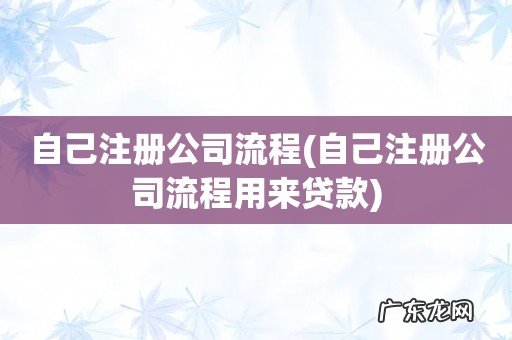 自己注册公司流程用来贷款 自己注册公司流程