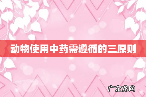 动物使用中药需遵循的三原则