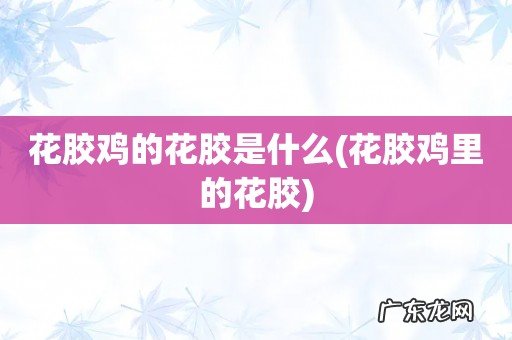 花胶鸡里的花胶 花胶鸡的花胶是什么