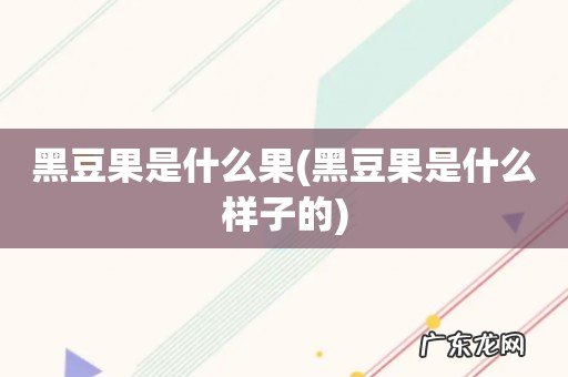 黑豆果是什么样子的 黑豆果是什么果