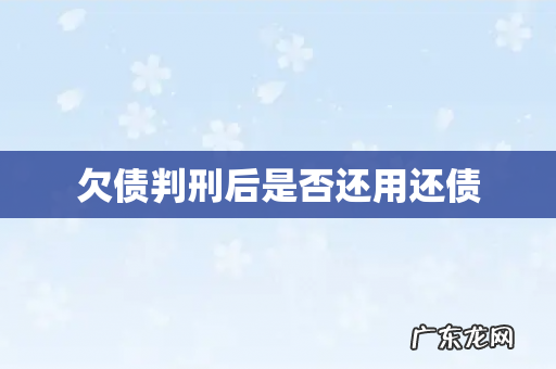 欠债判刑后是否还用还债