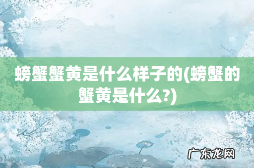 螃蟹的蟹黄是什么? 螃蟹蟹黄是什么样子的