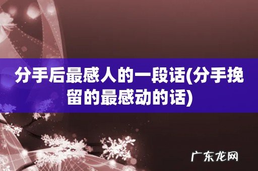 分手挽留的最感动的话 分手后最感人的一段话