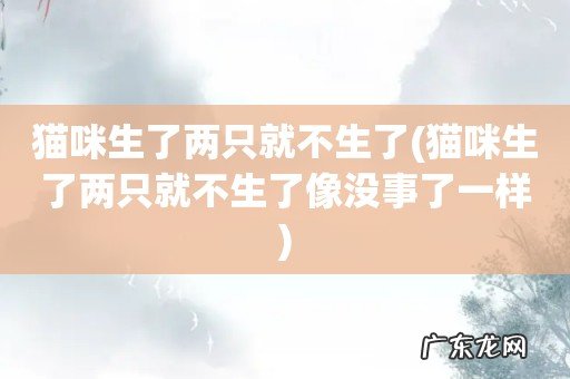 猫咪生了两只就不生了像没事了一样 猫咪生了两只就不生了