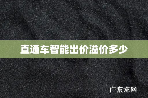 直通车智能出价溢价多少