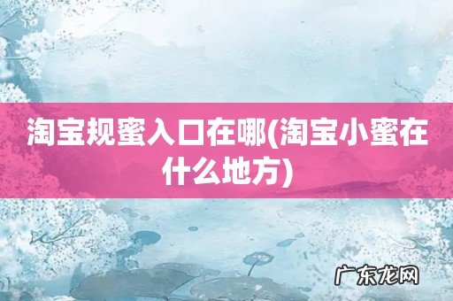 淘宝小蜜在什么地方 淘宝规蜜入口在哪