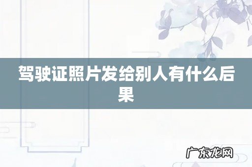 驾驶证照片发给别人有什么后果