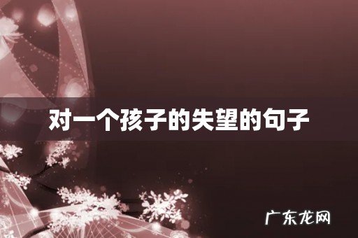 对一个孩子的失望的句子