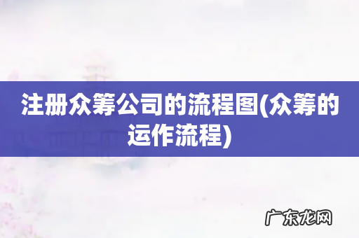 众筹的运作流程 注册众筹公司的流程图