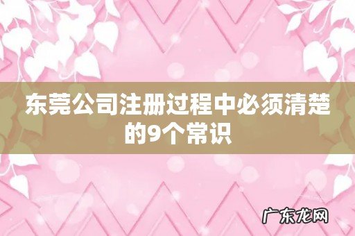 东莞公司注册过程中必须清楚的9个常识