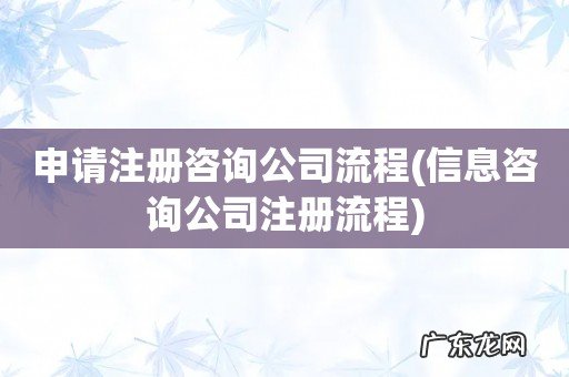 信息咨询公司注册流程 申请注册咨询公司流程