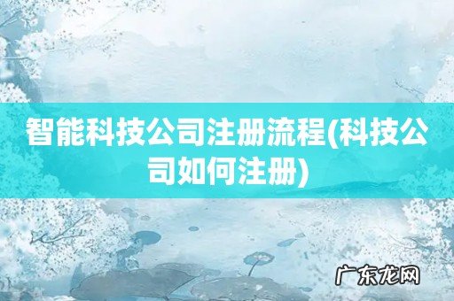 科技公司如何注册 智能科技公司注册流程